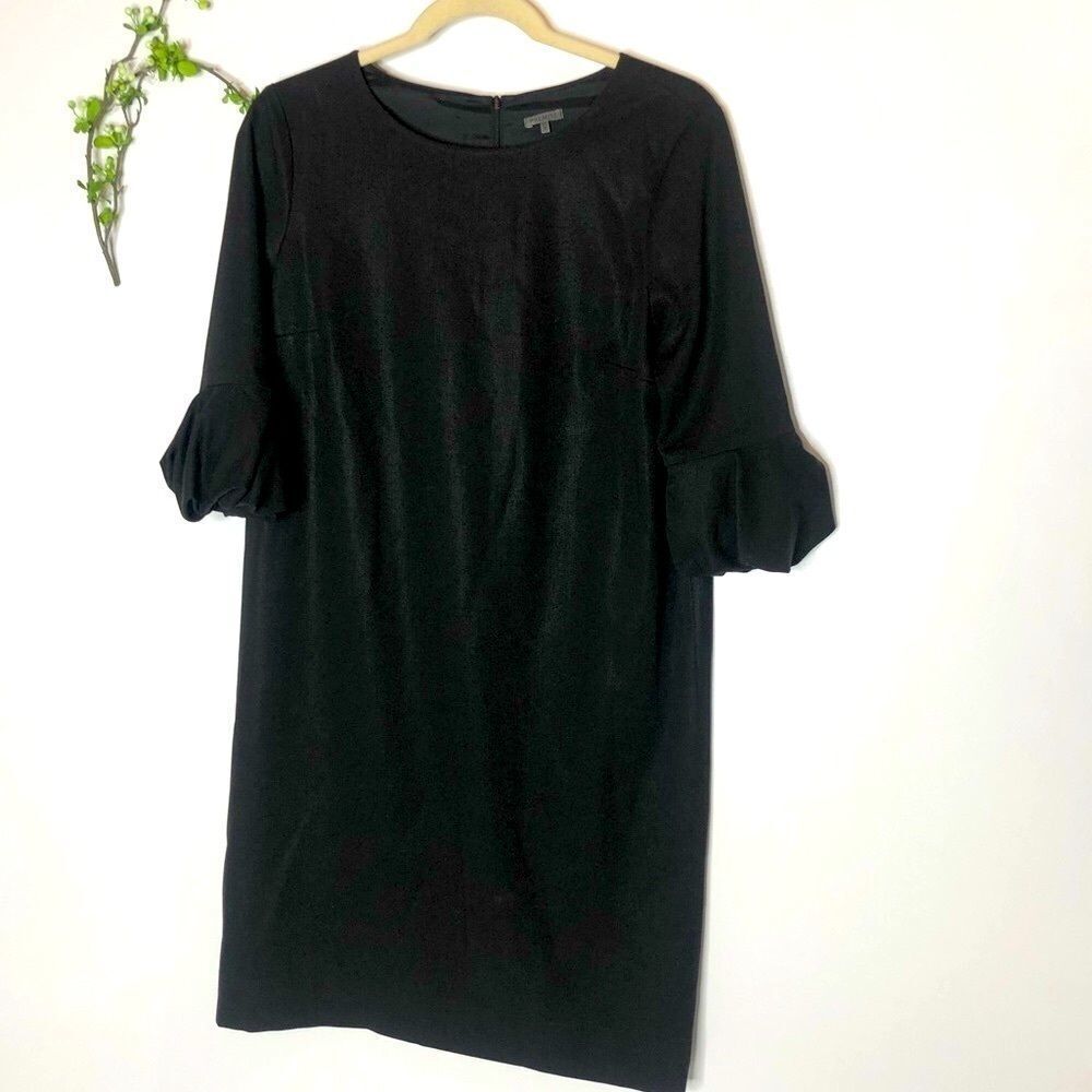 Premise Black Blouson Arm Sheath Dress
